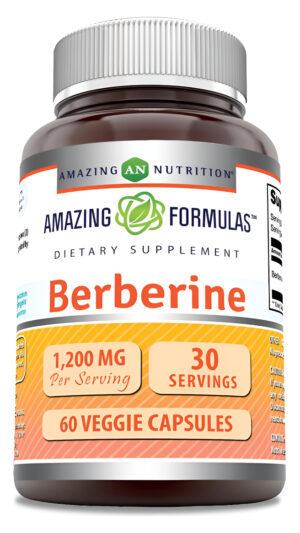 Amazing Formulas Berberine 1200 Mg Por Porción Suplemento De Cápsulas Vegetales | Sin Omg | Sin Gluten | Fabricado En Estados Unidos (60 Unidades)