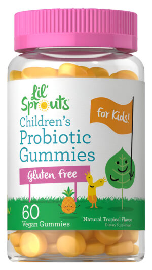Carlyle Lil' Sprouts - Probiótico Infantil | 60 Gomitas | Sabor Tropical | Suplemento Vegano, Sin Omg Y Sin Gluten | Por Lil' Sprouts