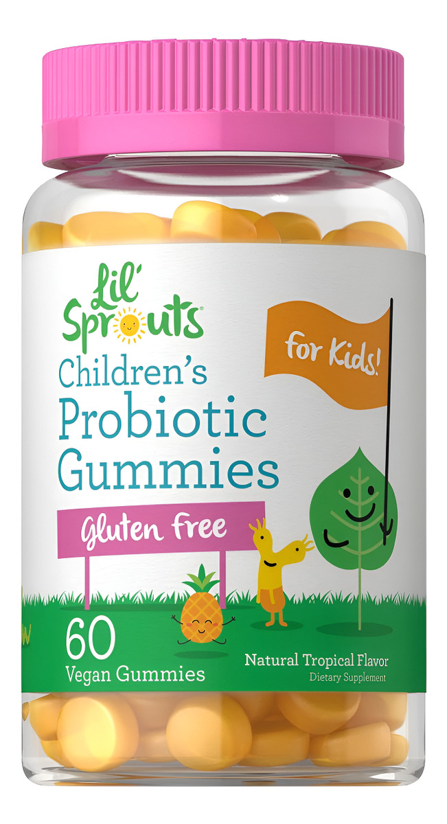 Carlyle Lil' Sprouts - Probiótico Infantil | 60 Gomitas | Sabor Tropical | Suplemento Vegano, Sin Omg Y Sin Gluten | Por Lil' Sprouts