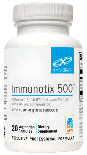 Xymogen Immunotix 500 - Apoya La Función Inmune - Partícula Patentada De Glucano Entero 1,3/1,6, 20 Cápsulas Veganas