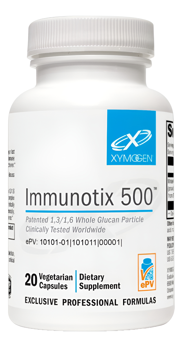 Xymogen Immunotix 500 - Apoya La Función Inmune - Partícula Patentada De Glucano Entero 1,3/1,6, 20 Cápsulas Veganas