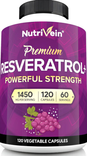 Resveratrol 1450mg - Suplemento Antioxidante Antienvejecimiento 120 Cápsulas