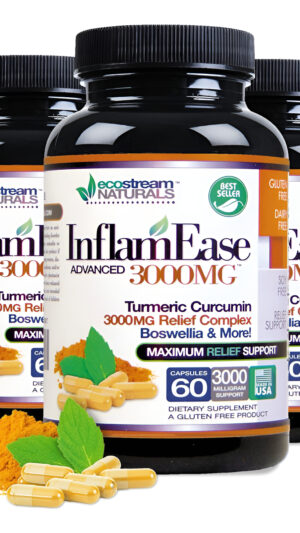Paquete De 3  Natural Advanced Inflamease Con Cúrcuma, Curcumina, Enzimas Y Boswellia  Vegetariano (el Embalaje Puede