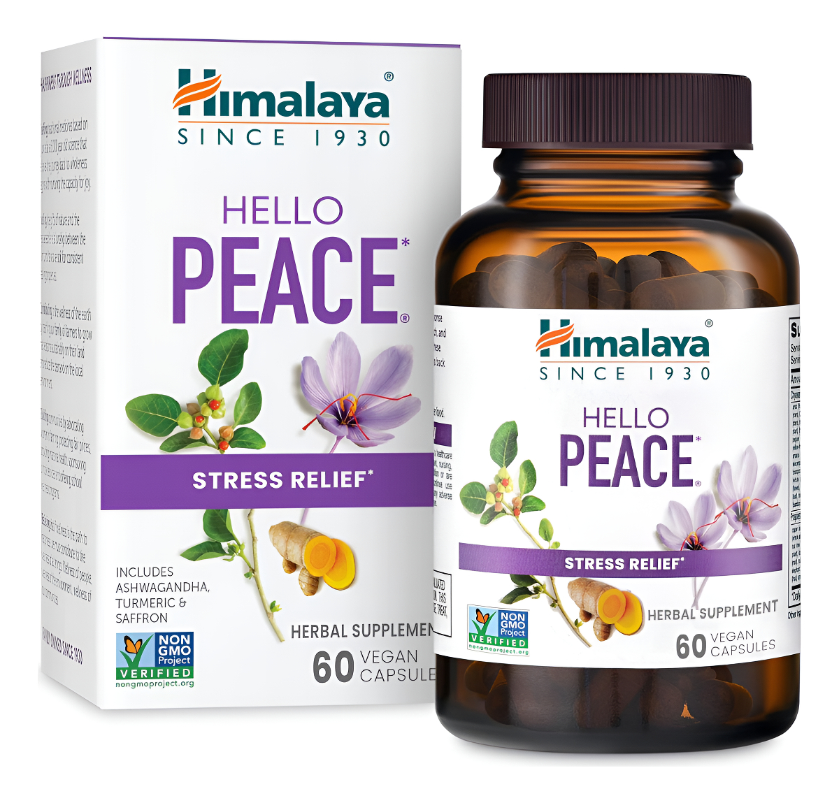 Himalaya Hello Peace, Suplemento Herbario Diario Para Aliviar El Estrés, Ashwagandha, Cúrcuma, Azafrán, Alivia El Nervi