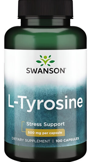 Swanson L-tirosina - Suplemento De Aminoácidos Que Promueve El Apoyo Al Estrés, 100 Cápsulas, 500 Mg Cada Una