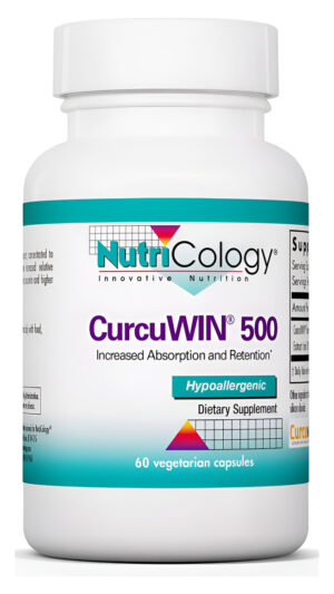 Nutricology Suplemento Curcuwin 500, Extracto De Cúrcuma, Orgánico, Biodisponible, 60 Cápsulas Vegetarianas De 500 Mg