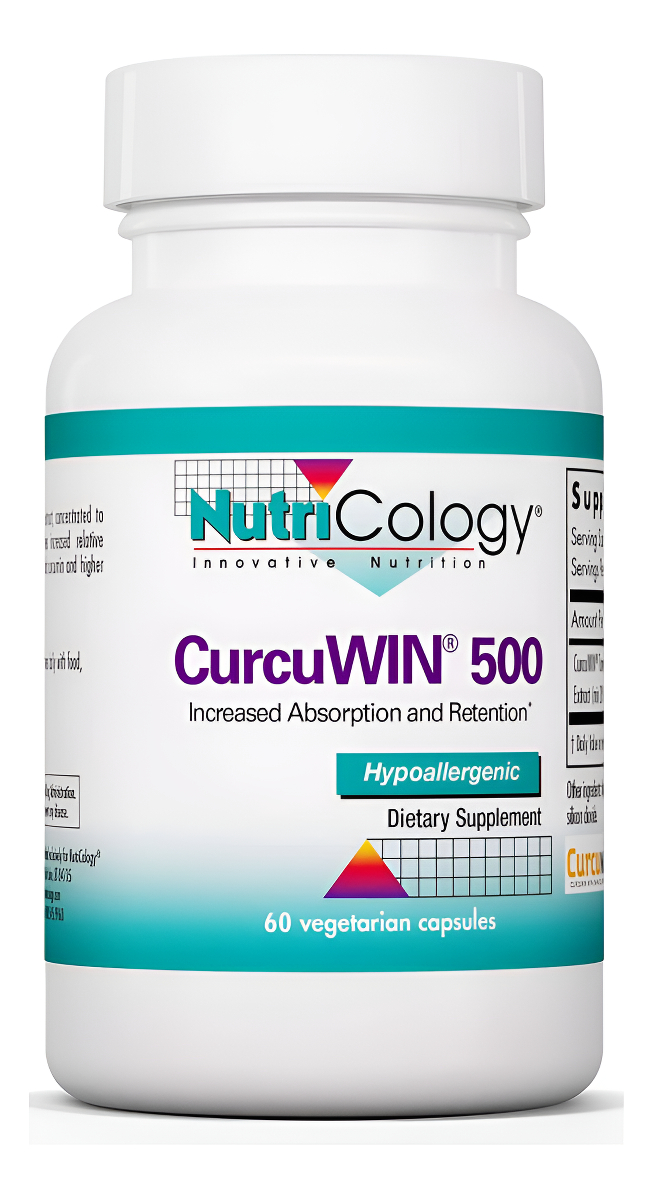 Nutricology Suplemento Curcuwin 500, Extracto De Cúrcuma, Orgánico, Biodisponible, 60 Cápsulas Vegetarianas De 500 Mg