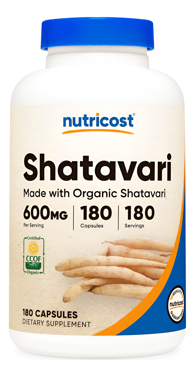 Nutricost Shatavari 600 Mg, 180 Cápsulas, 180 Porciones, Certificado Ccof Fabricado Con Shatavari Orgánico, Sin Omg, Si