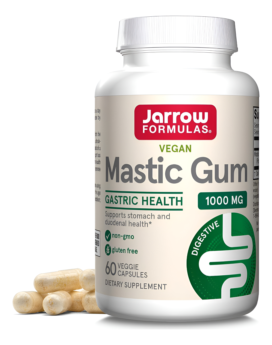 Jarrow Formulas Mastic Gum 1000 Mg - 60 Cápsulas Vegetales - Fórmula Natural Que Apoya El Estómago, La Salud Duodenal Y