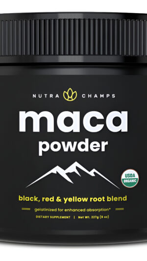 Nutrachamps Polvo De Maca Orgánica  Mezcla De Maca Cultivada En Perú Con Raíces Amarillas, Negras Y Rojas
