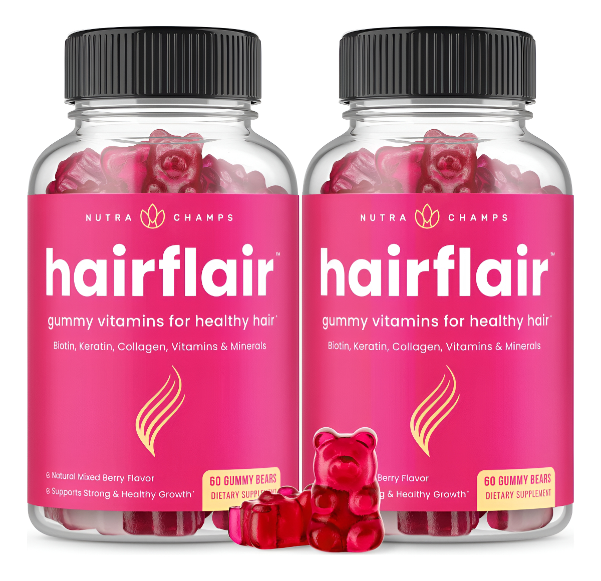 Gomitas Para El Cabello, La Piel Y Las Uñas | Biotina Con Colágeno Y Queratina | Pack De 2