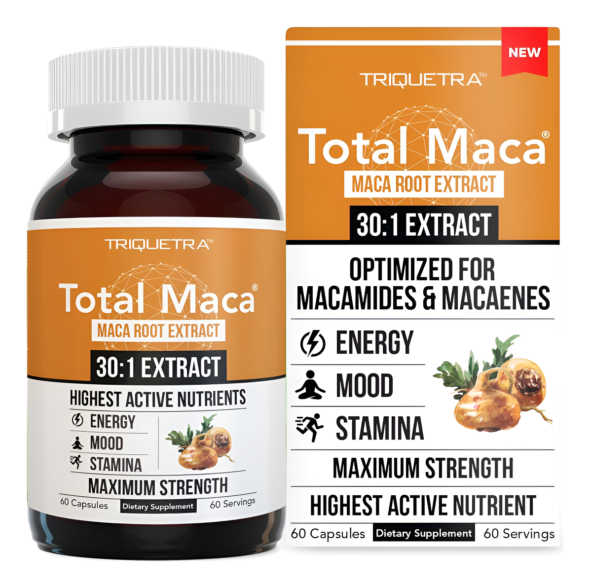 Triquetra Health Total Maca | Extracto De Raíz De Maca - Extracto 30:1, Potencia Máxima | 60 Cápsulas