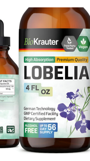 Mauwe Herbs Lobelia Tintura - Extracto Líquido De Lobelia Orgánico - Suplemento De Apoyo Del Sistema Respiratorio - Fór