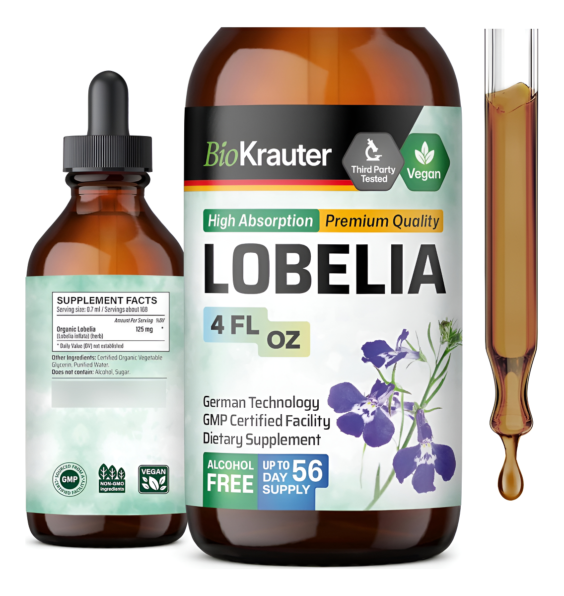 Mauwe Herbs Lobelia Tintura - Extracto Líquido De Lobelia Orgánico - Suplemento De Apoyo Del Sistema Respiratorio - Fór