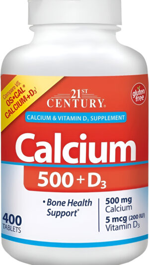 Calcio 500mg + Vitamina D3 5mcg. 400 Tabletas Americano