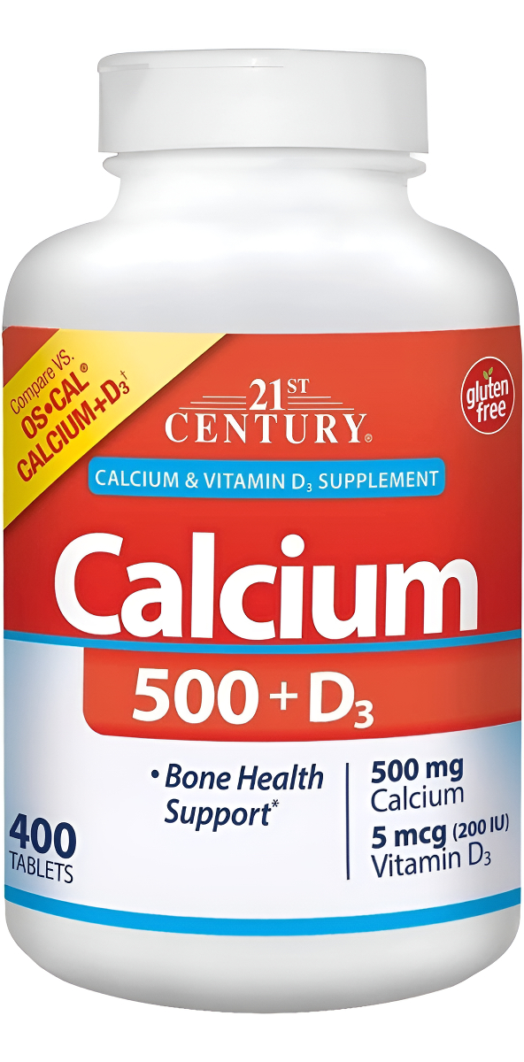 Calcio 500mg + Vitamina D3 5mcg. 400 Tabletas Americano
