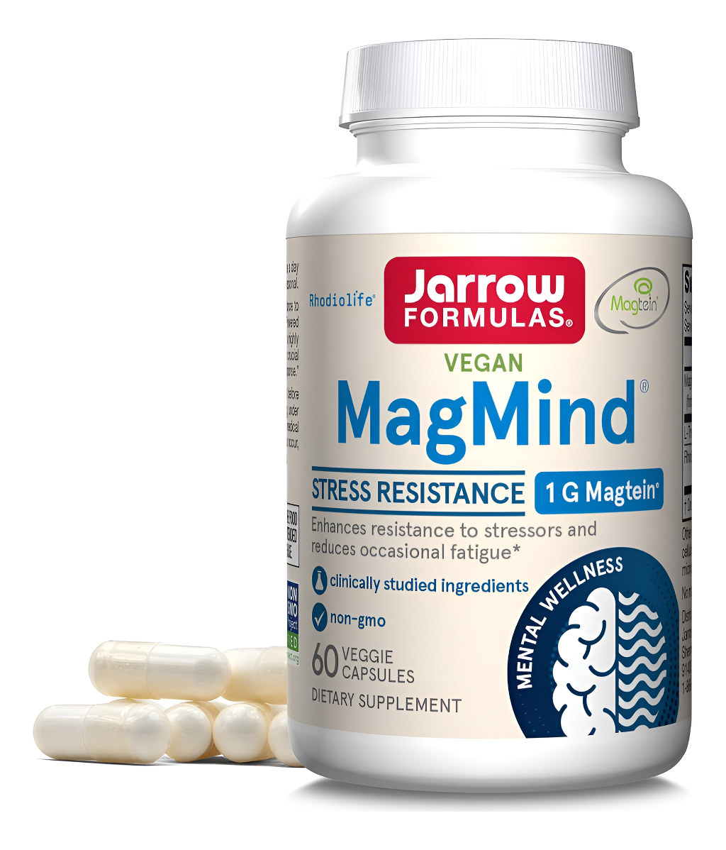 Jarrow Formulas Magmind Resistencia Al Estrés Con Magteína 0.04 Oz, L-teanina Y Rhodiolife, 60 Cápsulas Vegetale