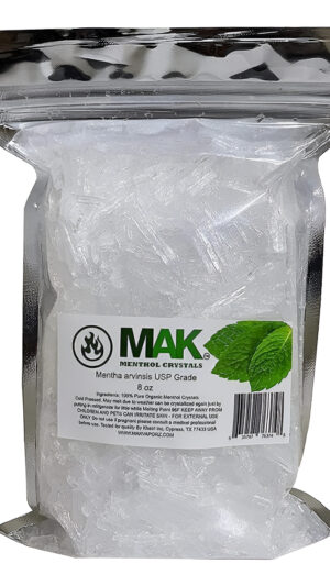 Mak Cristal De Mentol De 8 Onzas, Orgánico Puro 100% Natural, Cristales De Mentol De Menta Y Mentas De Cristal De Menta