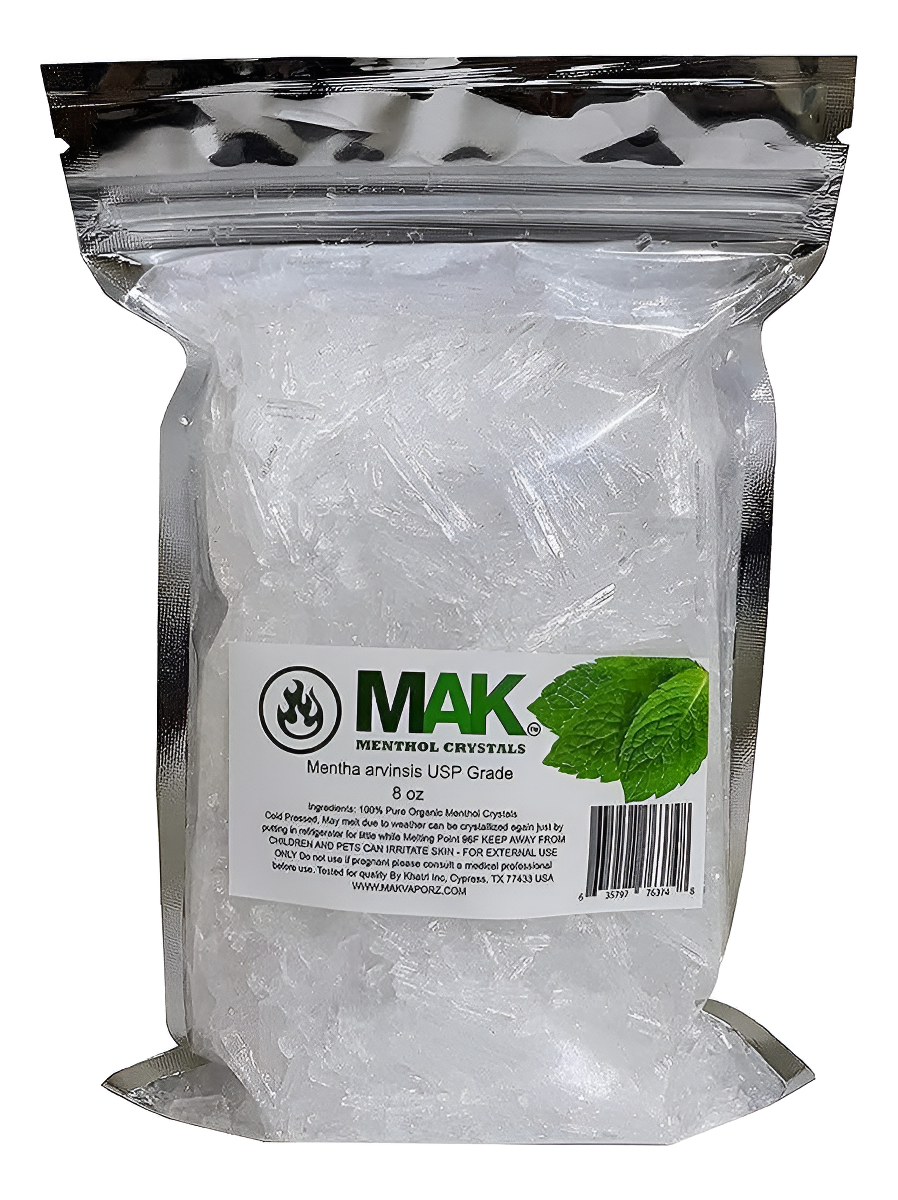 Mak Cristal De Mentol De 8 Onzas, Orgánico Puro 100% Natural, Cristales De Mentol De Menta Y Mentas De Cristal De Menta
