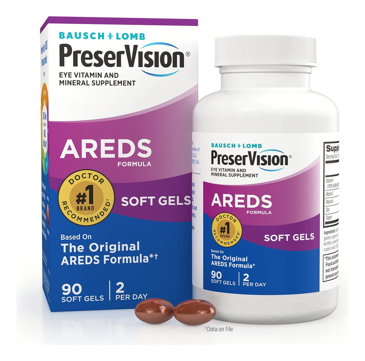 Preservision Areds - Suplemento De Vitaminas Y Minerales Para Ojos, Contiene Vitamina C, A, E, Zinc Y Cobre, 90 Cápsula