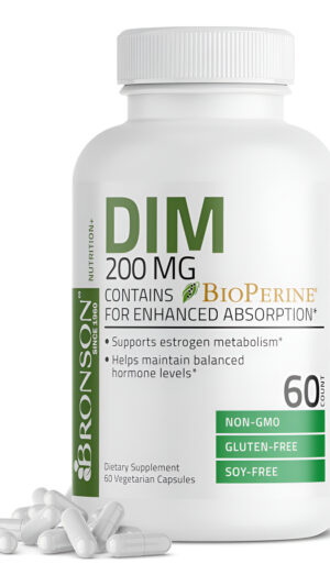 Bronson Suplemento Dim De 200 Mg De Diindolimetano Con Bioperine Para Una Absorción Mejorada, Metabolismo De Estrógeno Y Mantiene Niveles Hormonales