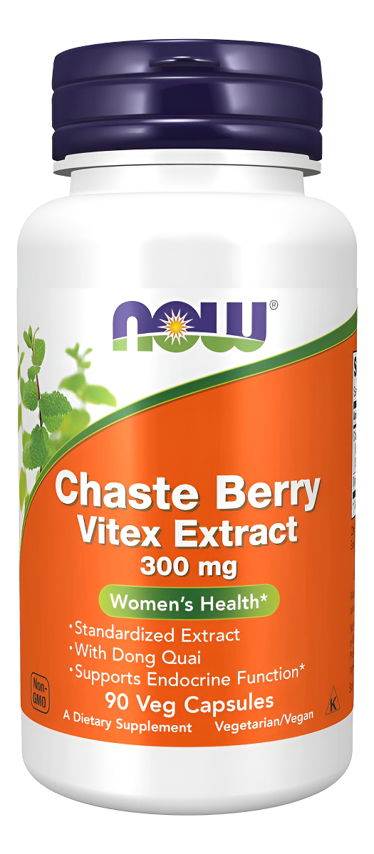 Now Suplementos, Extracto Vitex De Bayas Castas 300 Mg Con Dong Quai, Salud De La Mujer*, 90 Cápsulas Vegetales