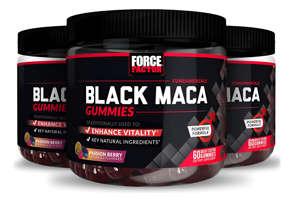 Force Factor Gomitas De Maca Negra, Paquete De 3, Raíz De Maca Negra Para Mejorar La Vitalidad Masculina, Aumentar La E
