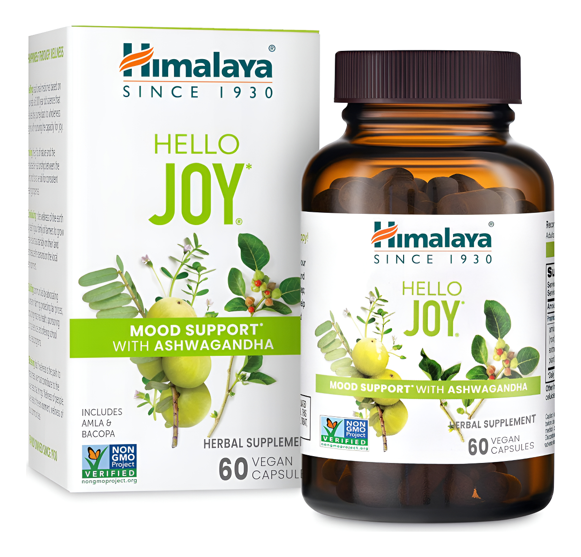 Himalaya Hello Joy Suplemento De Hierbas, Con Ashwagandha, Amla, Bacopa, Albahaca Sagrada/tulsi, Perspectiva Positiva,