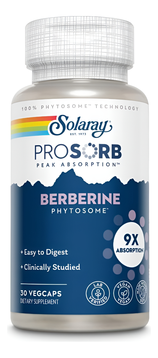 Solaray Fitosoma De Berberina 9 Veces Absorción Y Fácil De Digerir Estandarizado Al 30% De Berberina Hcl Vegano,