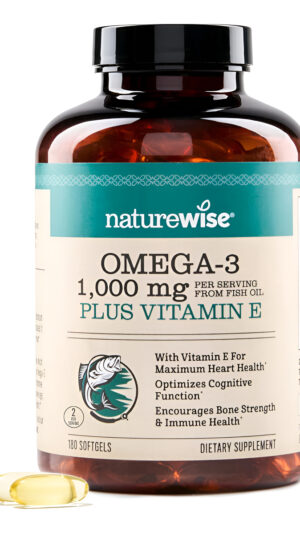 Naturewise Suplemento Omega 3 + Vitamina E 1000m 180 Cápsulas