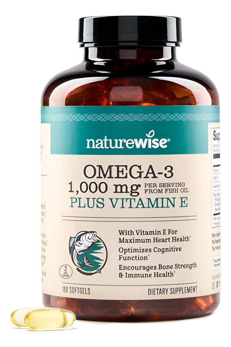 Naturewise Suplemento Omega 3 + Vitamina E 1000m 180 Cápsulas