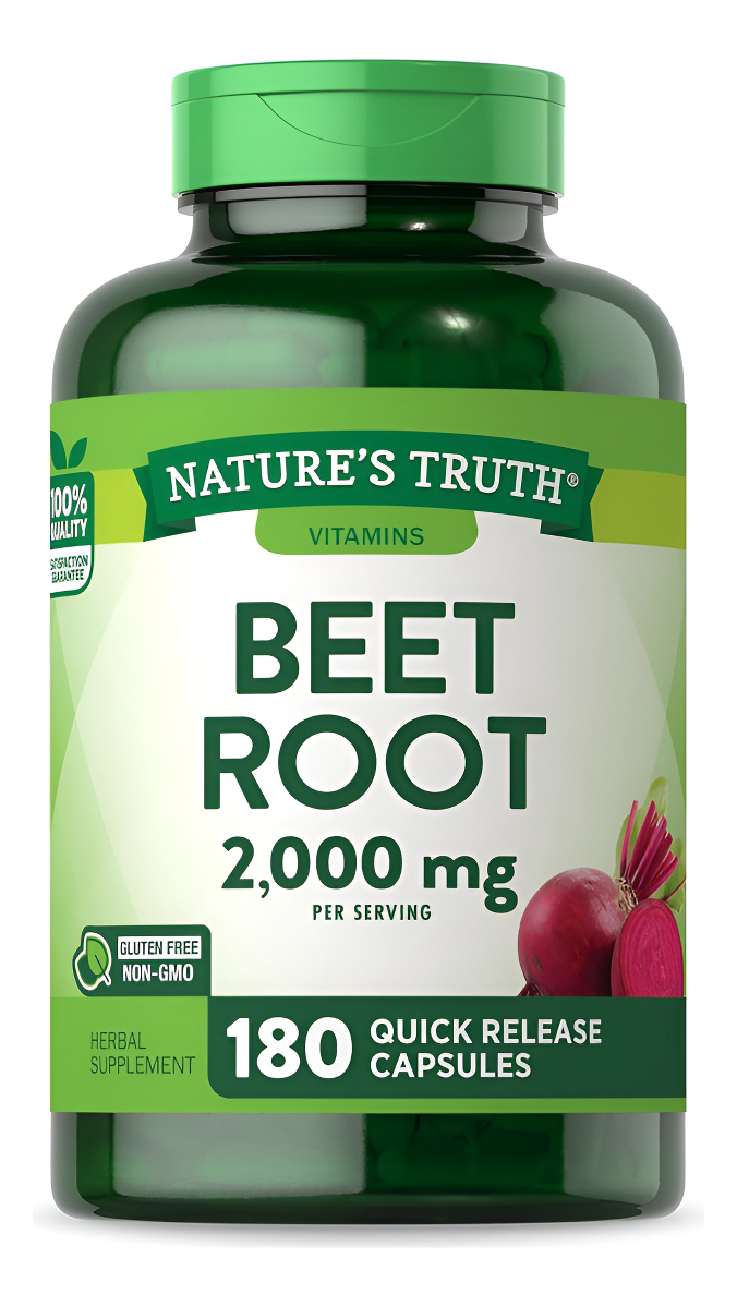 Nature's Truth Cápsulas De Raíz De Remolacha | 2,000 Mg | 180 Unidades | Suplemento Sin Omg Y Sin Gluten