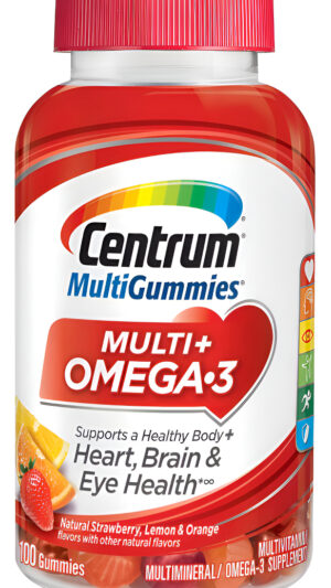 Centrum Multigummies Omega 3 Gomitas Multivitamínicas Para Adultos, Suplemento Multivitamínico/multimineral, Sabores A Fresa/limón Y Naranja