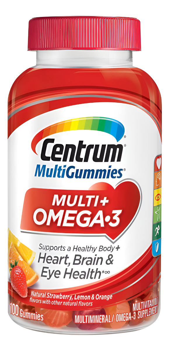 Centrum Multigummies Omega 3 Gomitas Multivitamínicas Para Adultos, Suplemento Multivitamínico/multimineral, Sabores A Fresa/limón Y Naranja