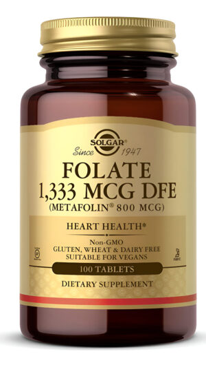 Solgar 100 Tabletas De Folato 1,333 Mcg Dfe (metafolin® 800 Mcg)