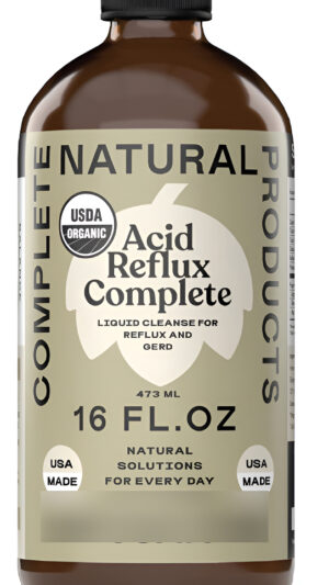 Complete Natural Products Acid Reflux Complete - Botella De Vidrio De 16 Onzas, Suplemento De Limpieza De Reflujo Ácido
