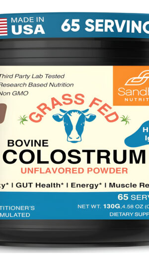 Sandhu's Calostro Bovino Puro, 65 Porciones Para Humanos | % Más Alto | Alimentado Con Pasto, Sin Sabor