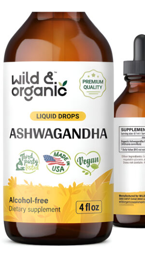 Wild & Organic Ashwagandha Drops Gotas Líquidas De Ashwagandha Para Una Mente Tranquila 4 Fl. Oz.
