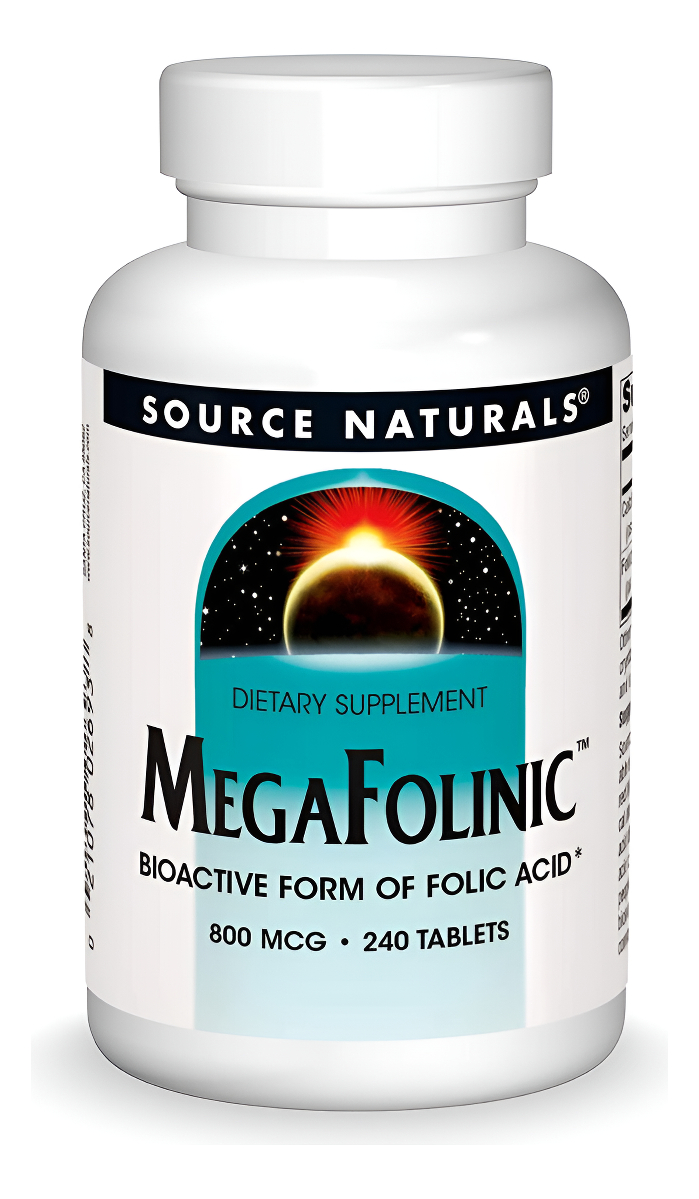 Source Naturals Megafolinic, Forma Bioactiva De Ácido Fólico*, 800 Mcg - 240 Tabletas