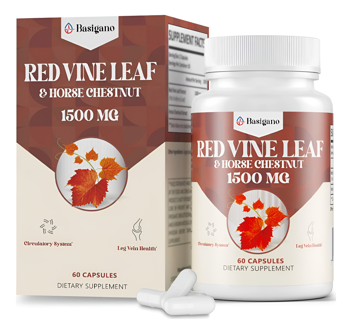 Suplementos En Cápsulas De Extracto De Hoja De Vid Roja Y Castaño De Indias (vitis Vinifera) 1500 Mg - Extracto Premium
