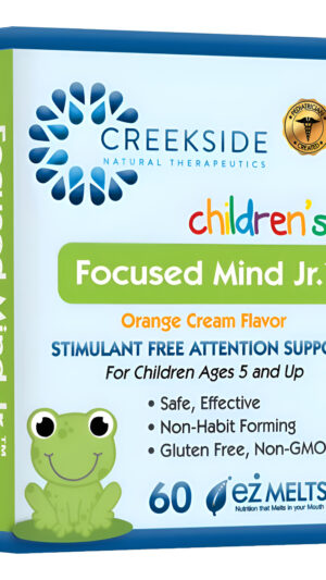 Creekside Naturals Focused Mind Jr., Apoyo De Enfoque Y Memoria Para Niños, 60 Tabletas Masticables