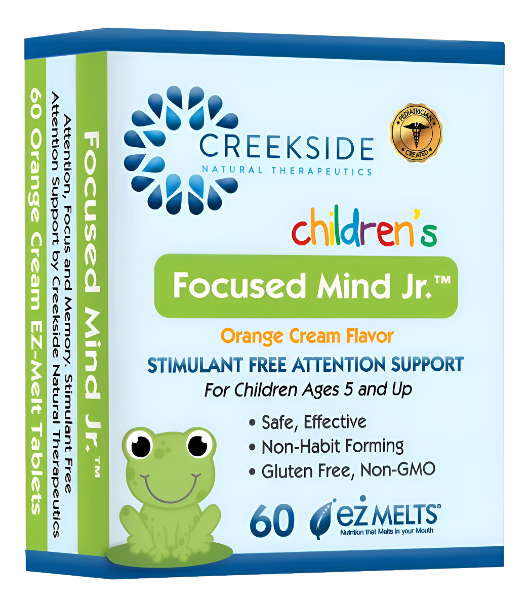 Creekside Naturals Focused Mind Jr., Apoyo De Enfoque Y Memoria Para Niños, 60 Tabletas Masticables