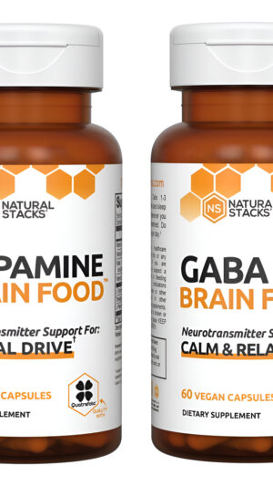 Natural Stacks Paquete De Alimentos Para El Cerebro De Dopamina Y Gaba - Promueve El Impulso Mental Y La Calma - 120 Cá
