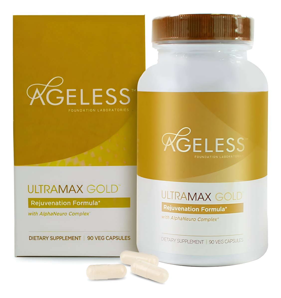 Ageless: Cápsulas Ultramax Gold, Suplemento Antienvejecimiento De Hgh Para Mujeres, Retarda El Envejecimiento Celular