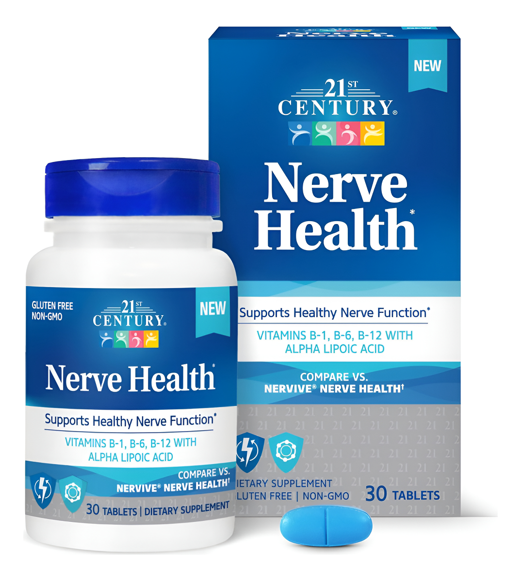 21st Century Salud Nerviosa, Suplemento Que Apoya Las Funciones Nerviosas Saludables, 30 Tabletas