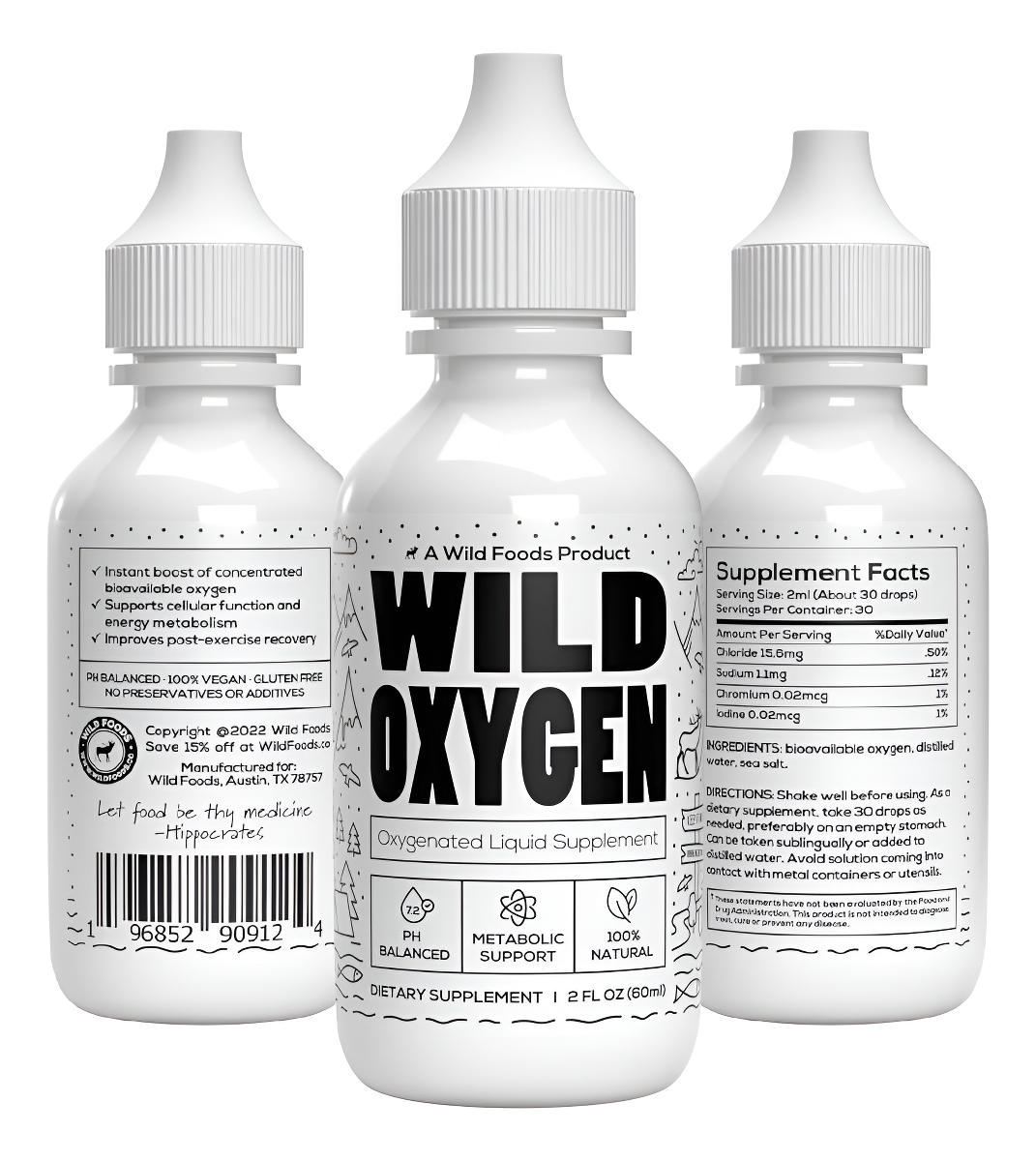 Wild Oxygen - Fórmula Líquida De Suplemento Mineral - 2 Onzas. Botella De Oxígeno - Gotas De Suplemento De Refuerzo De