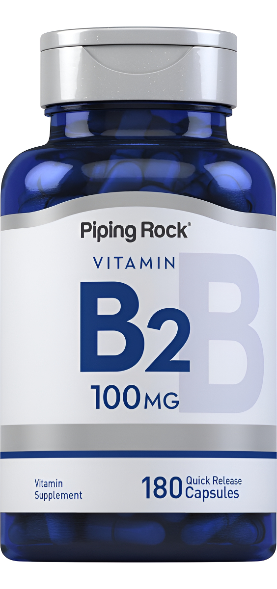 Piping Rock Vitamina B2 100 Mg | 180 Tabletas | Riboflavina | Vegetariano, Sin Omg, Suplemento Sin Gluten