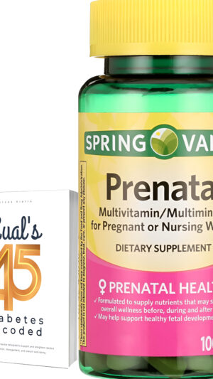Spring Valley | Vitaminas Prenatales Para Mujeres | 100 Tabletas + Libro 45 Diabetes Decodificada (inglés)