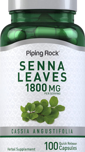 Piping Rock Senna Leaves Cápsulas 1800 Mg | 100 Unidades | Sin Omg, Sin Gluten