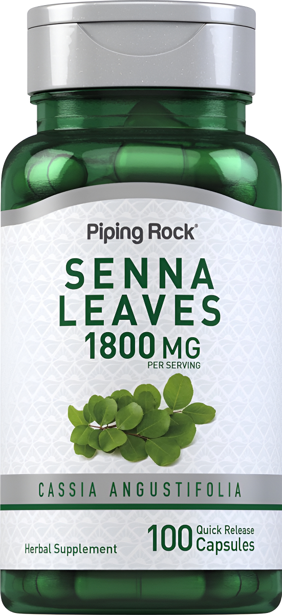 Piping Rock Senna Leaves Cápsulas 1800 Mg | 100 Unidades | Sin Omg, Sin Gluten